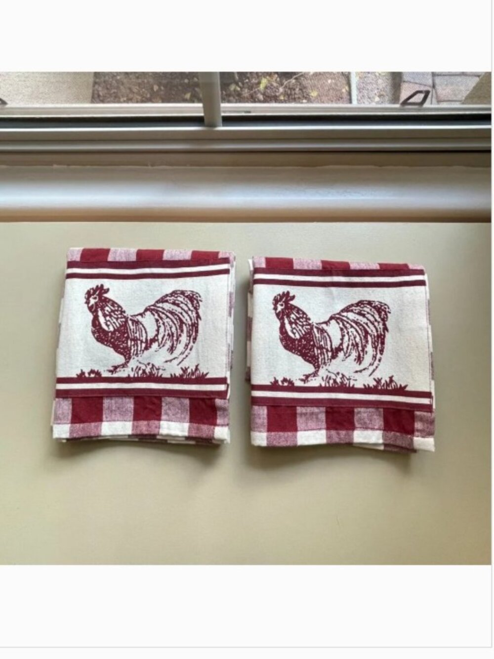 New Rooster Curtain Set Park B. Smith 2 Window Curtains Chicken Red Checked